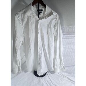 Apt 9 Premier Flex Slim Fit Dress Shirt Mens 17 34/35 White Long Sleeve Cotton